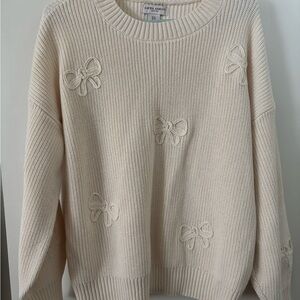Laura Ashley Ivory Sweater with Bow Accents
